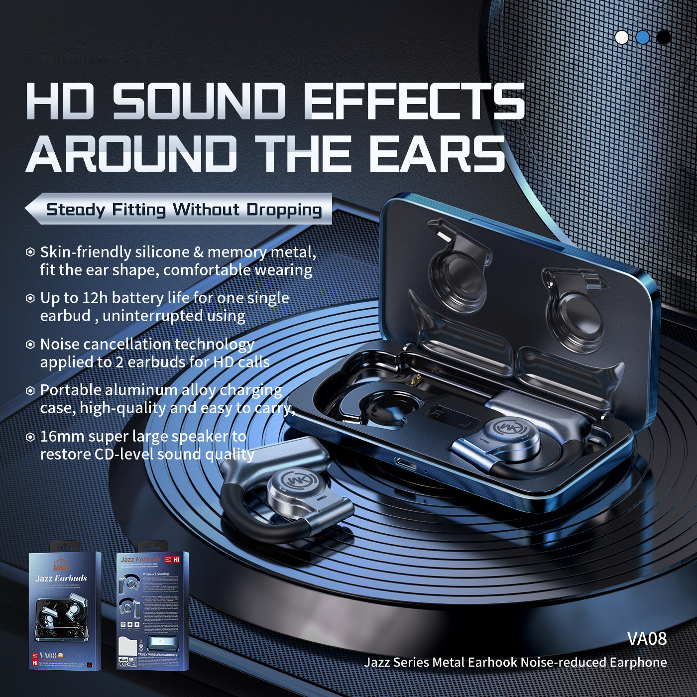 WEKOME VA08 Wireless Bluetooth Headset TWS Noise Reduction Jazz Earbuds Bone Connection Headphones