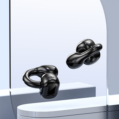 M10 Digital Display Clip-on Bluetooth Earphone HiFi Sound Single Ear Bendable Headphone