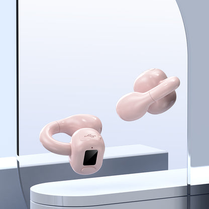 M10 Digital Display Clip-on Bluetooth Earphone HiFi Sound Single Ear Bendable Headphone