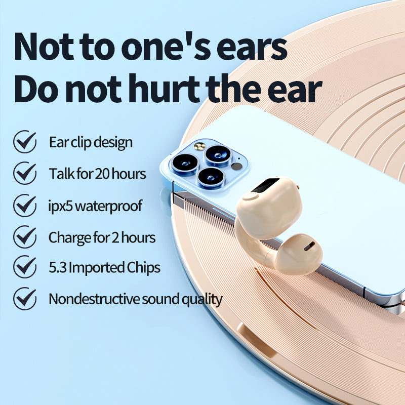M10 Digital Display Clip-on Bluetooth Earphone HiFi Sound Single Ear Bendable Headphone