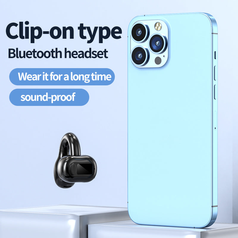 M10 Digital Display Clip-on Bluetooth Earphone HiFi Sound Single Ear Bendable Headphone
