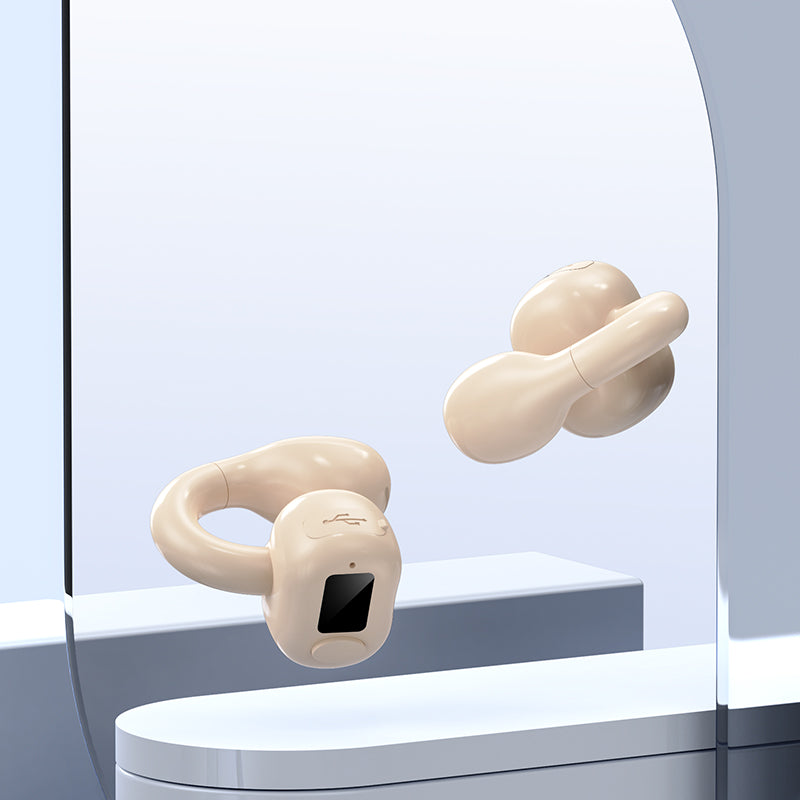 M10 Digital Display Clip-on Bluetooth Earphone HiFi Sound Single Ear Bendable Headphone
