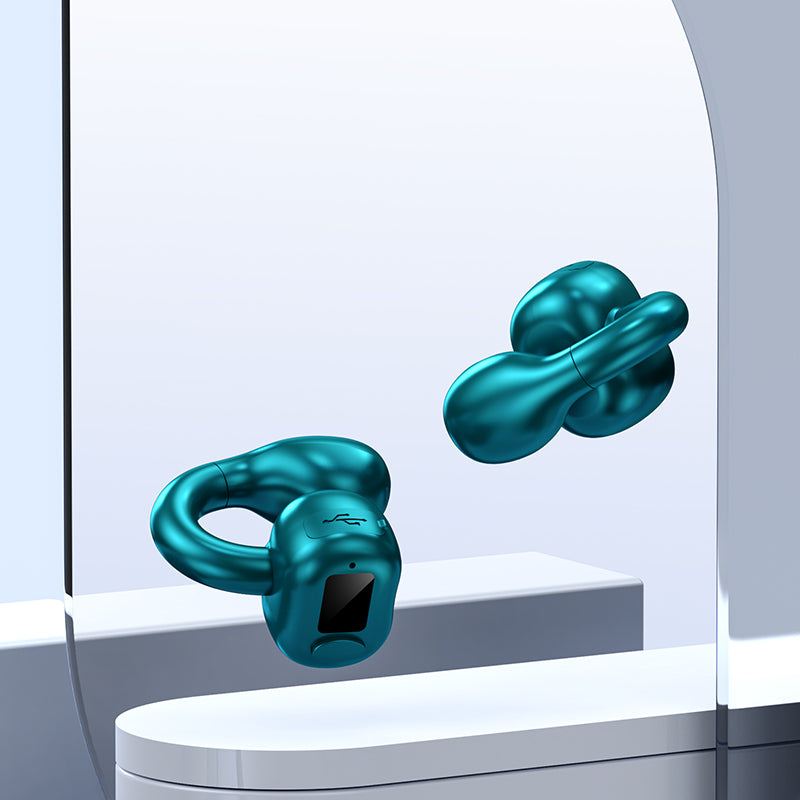 M10 Digital Display Clip-on Bluetooth Earphone HiFi Sound Single Ear Bendable Headphone