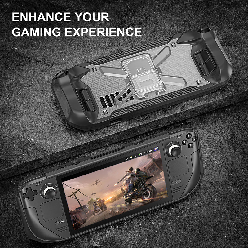 For Steam Deck 2022 TPU+PC Protective Cover with Kickstand Anti-scratch Case