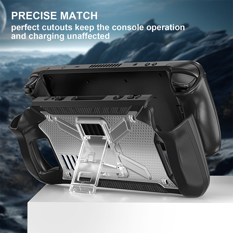 For Steam Deck 2022 TPU+PC Protective Cover with Kickstand Anti-scratch Case