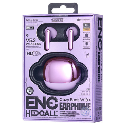 REMAX CozyBuds W13 ANC+ENC Dual Noise-Cancelling Music Headphones Wireless Headset with 250mAh Charging Case