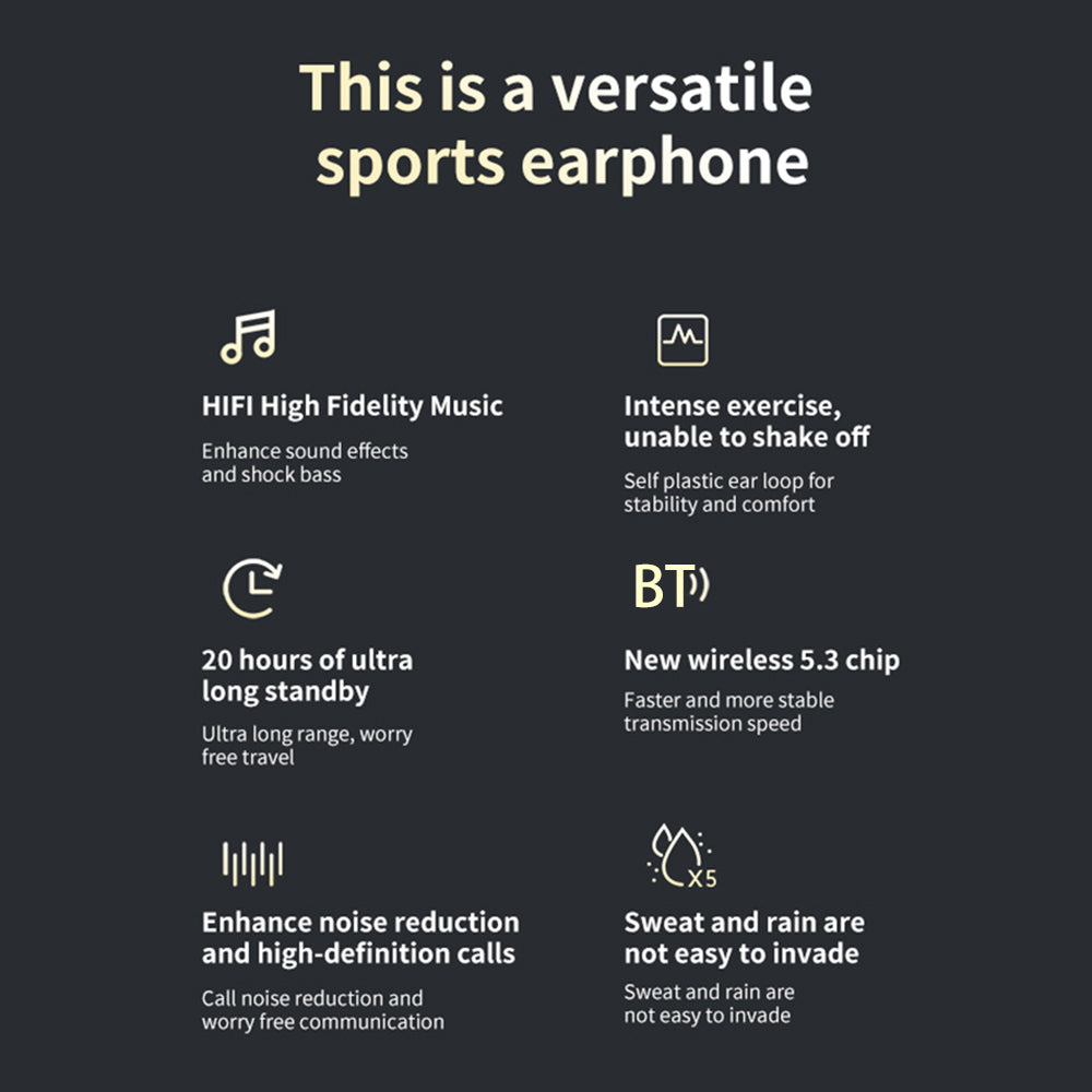 J10 Wireless Bluetooth Headset IPX5 Waterproof Headphones TWS ENC Earbuds with Ear Caps