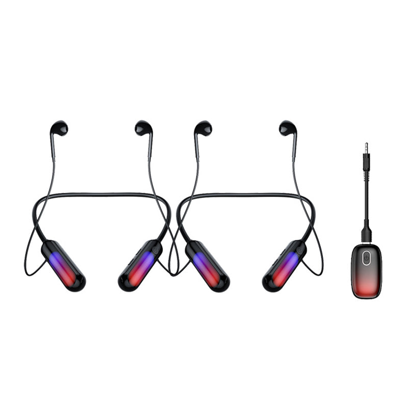 B10 2Pcs Wireless Neckband Headphones Silicone Neck-mounted Bluetooth Earphones with Transmitter