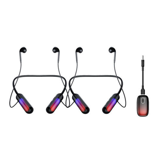 B10 2Pcs Wireless Neckband Headphones Silicone Neck-mounted Bluetooth Earphones with Transmitter