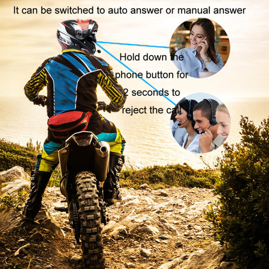 KUQIBAO Moto Interphone Helmet Bluetooth Headset Motorcycle Intercom Waterproof Headphone (with Hard Microphone)