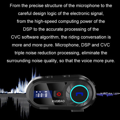 KUQIBAO Moto Interphone Helmet Bluetooth Headset Motorcycle Intercom Waterproof Headphone (with Hard Microphone)
