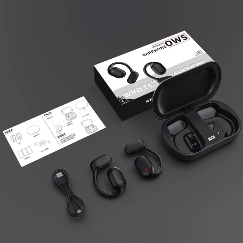 XG33 OWS Bluetooth 5.3 Headphones Bone Conduction Wireless Earphones with Digital Display