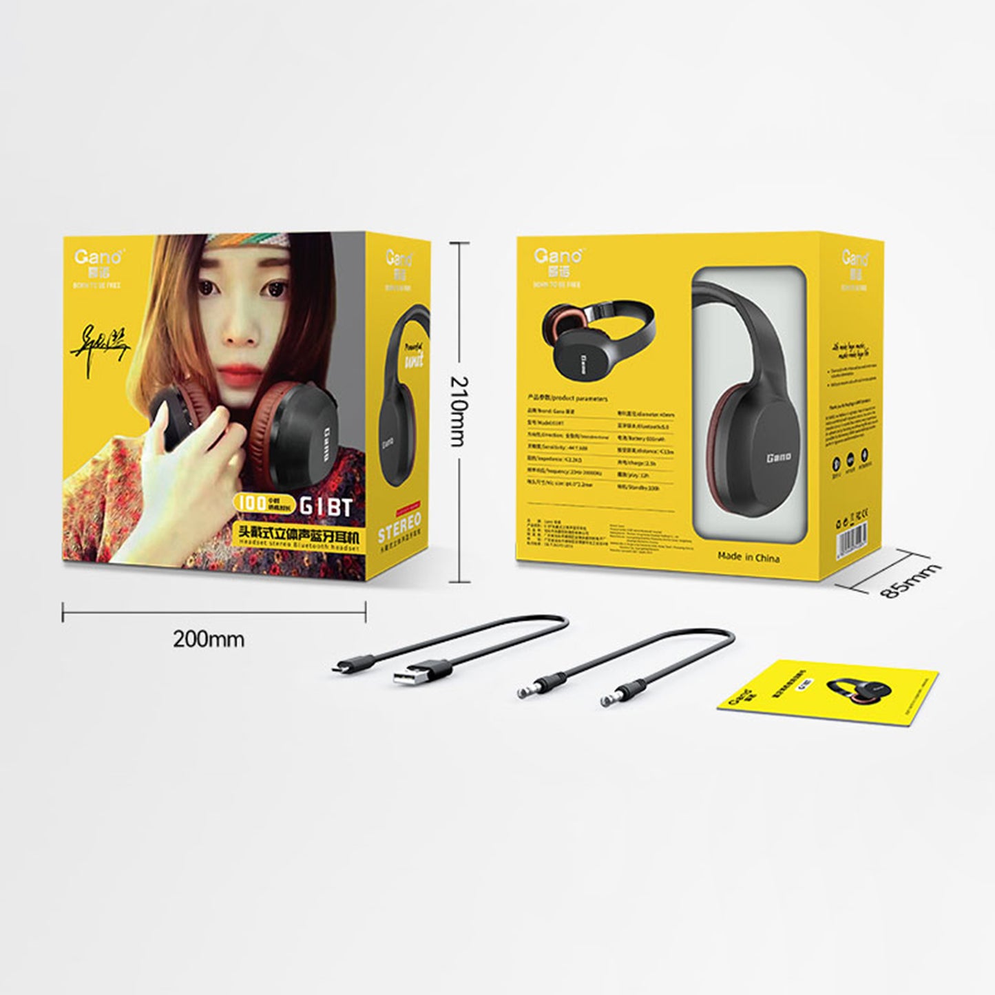 GANO G1BT Over-Ear Wireless Headset Bluetooth Earphone HiFi Stereo Sound Noise Cancelling Gaming Headphone