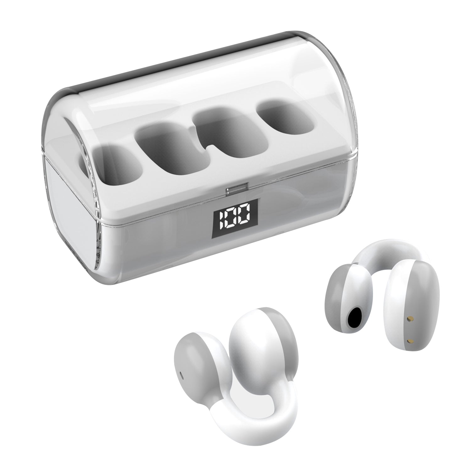 FK8 Bone Conduction Bluetooth Earphones Ear Clip Headphones with Digital Display Charging Case