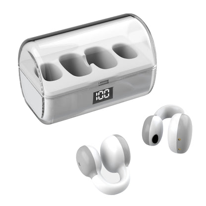 FK8 Bone Conduction Bluetooth Earphones Ear Clip Headphones with Digital Display Charging Case