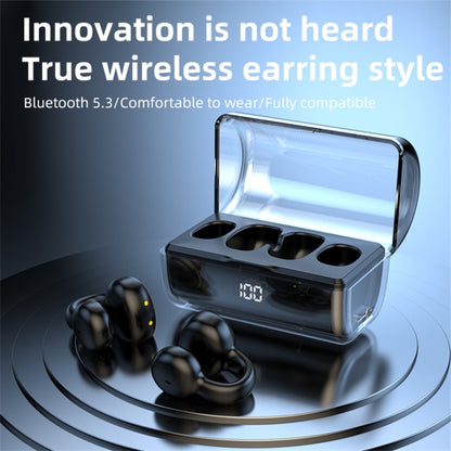 FK8 Bone Conduction Bluetooth Earphones Ear Clip Headphones with Digital Display Charging Case