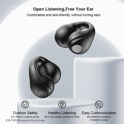 XUNDD X18 TWS Clip-on Headphones V5.3 Bluetooth Air Conduction Open Ear Earphones Wireless Sports Earhook Headset