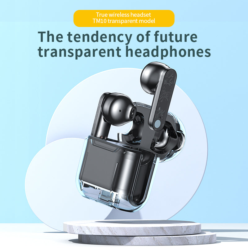 TM10 Wireless Bluetooth 5.3 Gaming Headset TWS Earbuds Translucent Low Latency Headphone