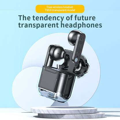 TM10 Wireless Bluetooth 5.3 Gaming Headset TWS Earbuds Translucent Low Latency Headphone