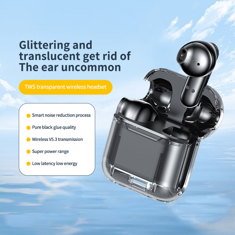 TM10 Wireless Bluetooth 5.3 Gaming Headset TWS Earbuds Translucent Low Latency Headphone