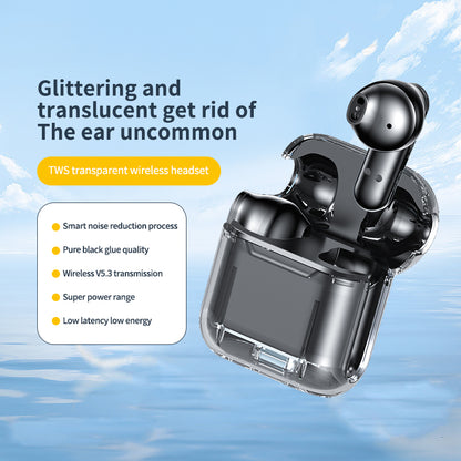 TM10 Wireless Bluetooth 5.3 Gaming Headset TWS Earbuds Translucent Low Latency Headphone