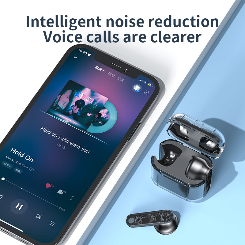 TM10 Wireless Bluetooth 5.3 Gaming Headset TWS Earbuds Translucent Low Latency Headphone