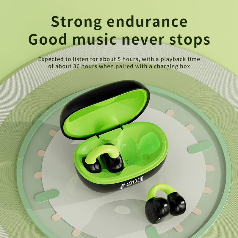 AX10 Ear Clip Open Ear Bluetooth Headphones with Charging Case Sports Earphones for Cycling Running