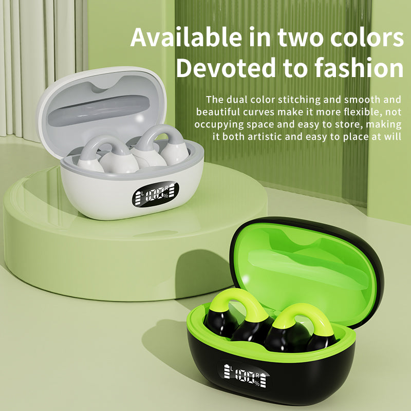 AX10 Ear Clip Open Ear Bluetooth Headphones with Charging Case Sports Earphones for Cycling Running