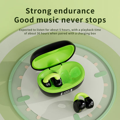 AX10 Ear Clip Open Ear Bluetooth Headphones with Charging Case Sports Earphones for Cycling Running