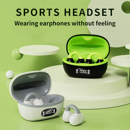 AX10 Ear Clip Open Ear Bluetooth Headphones with Charging Case Sports Earphones for Cycling Running