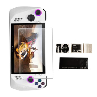 For ASUS ROG Ally Game Controller Protector Set, Tempered Glass Screen Film + Silicone Protective Sleeve + Thumb Stick Grip Cap Case