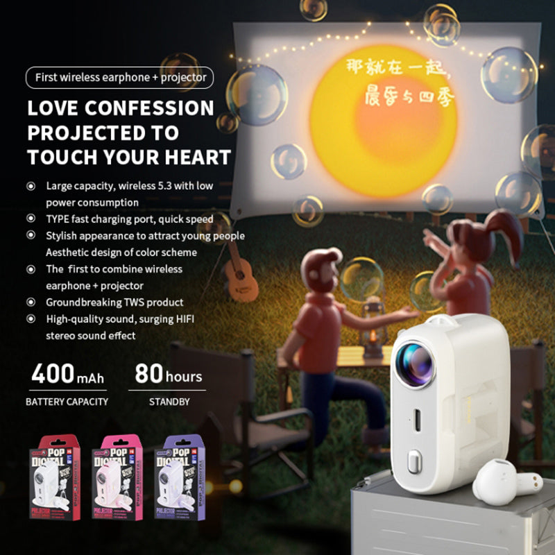 WEKOME S28 Projector Bluetooth Headset Lightweight Headphone Portable TWS Wireless Earbuds