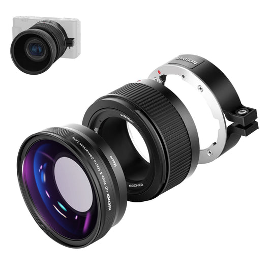 NEEWER NW-457 For Sony ZV1 Camera 24mm Lens to 18mm 0.75X Wide Angle + 10X Macro Conversion Lens