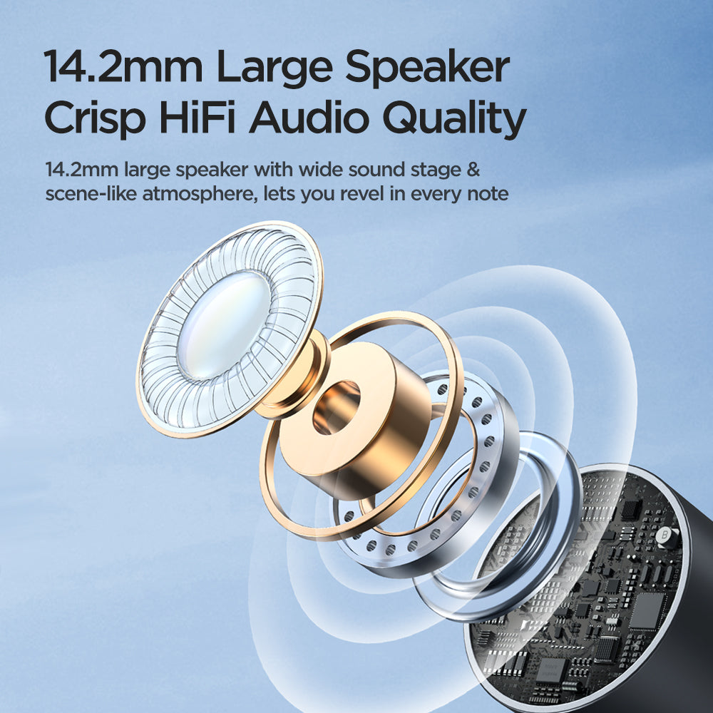 JOYROOM EW07 Half-In-Ear 3.5mm AUX Headphone Built-in Mic Volume Control Stereo Sound Wired Earphone