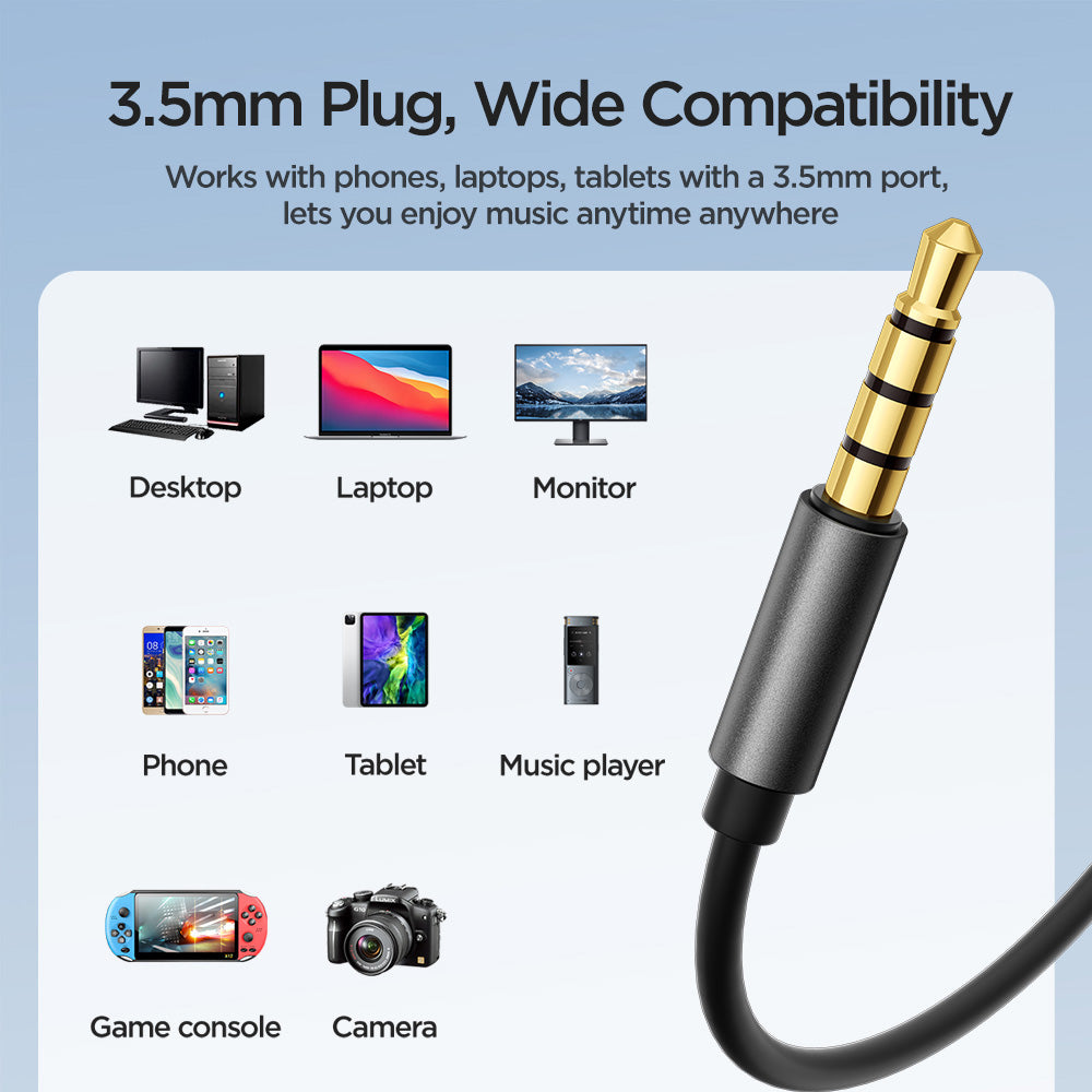 JOYROOM EW07 Half-In-Ear 3.5mm AUX Headphone Built-in Mic Volume Control Stereo Sound Wired Earphone
