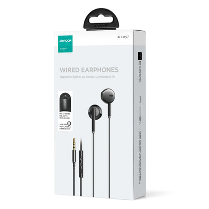 JOYROOM EW07 Half-In-Ear 3.5mm AUX Headphone Built-in Mic Volume Control Stereo Sound Wired Earphone