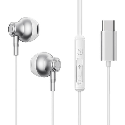 JOYROOM EC07 Type-C Wired Semi-in-ear Earphone TPE+ABS+Metal Wire Control Phone Music Headset