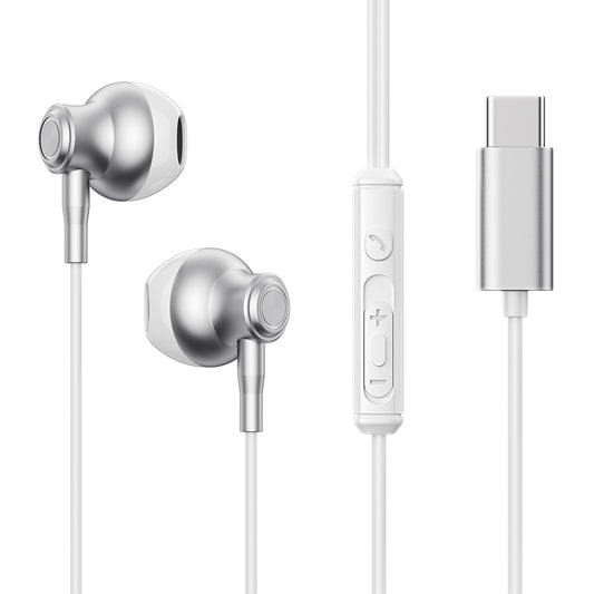 JOYROOM EC07 Type-C Wired Semi-in-ear Earphone TPE+ABS+Metal Wire Control Phone Music Headset