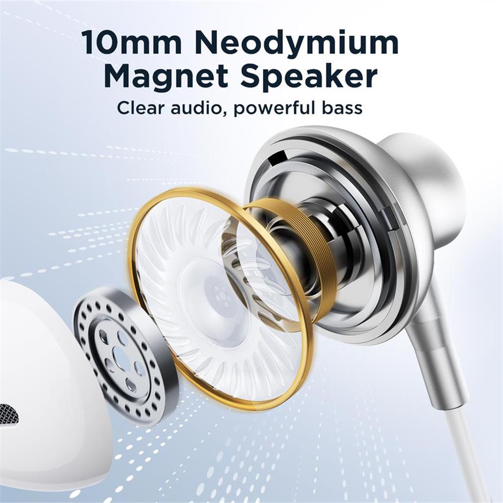 JOYROOM EC07 Type-C Wired Semi-in-ear Earphone TPE+ABS+Metal Wire Control Phone Music Headset