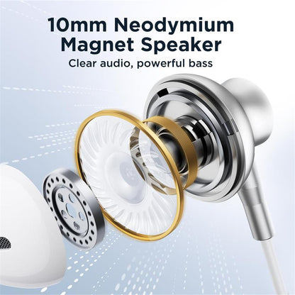 JOYROOM EC07 Type-C Wired Semi-in-ear Earphone TPE+ABS+Metal Wire Control Phone Music Headset