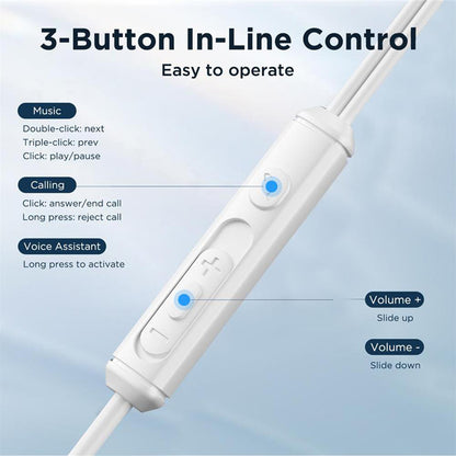 JOYROOM EC07 Type-C Wired Semi-in-ear Earphone TPE+ABS+Metal Wire Control Phone Music Headset