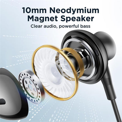 JOYROOM EC07 Type-C Wired Semi-in-ear Earphone TPE+ABS+Metal Wire Control Phone Music Headset