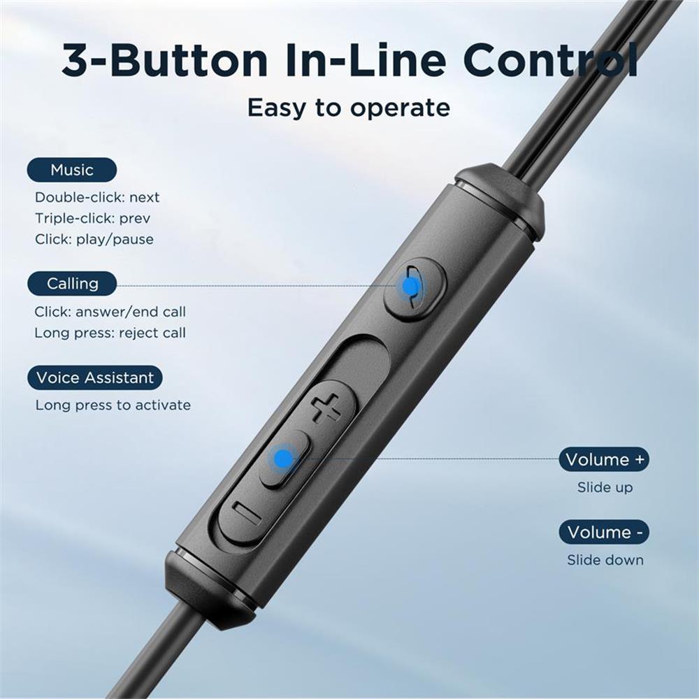 JOYROOM EC07 Type-C Wired Semi-in-ear Earphone TPE+ABS+Metal Wire Control Phone Music Headset