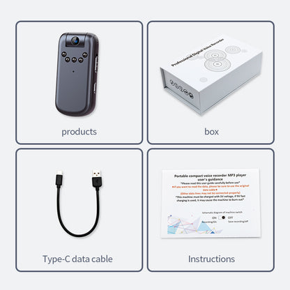 V13 128G 1080P HD Lens Night Vision Voice Recorder Noise Reduction Recording Camcorder with Back Clip