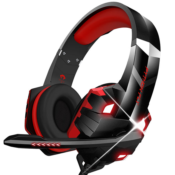 PYTHON FLY G9000MAX 3.5mm+USB Wired Over-Ear E-sports Headphone 7.1 Surround Sound Computer Gaming Headset with LED Light