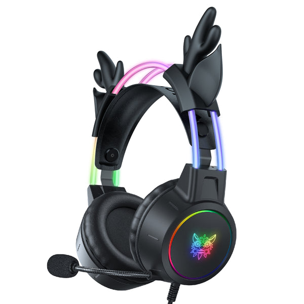 ONIKUMA X15 Pro Wired Gaming Headphones with RGB Light Antlers Design Stereo Surround Headset for Computer PC Gamer