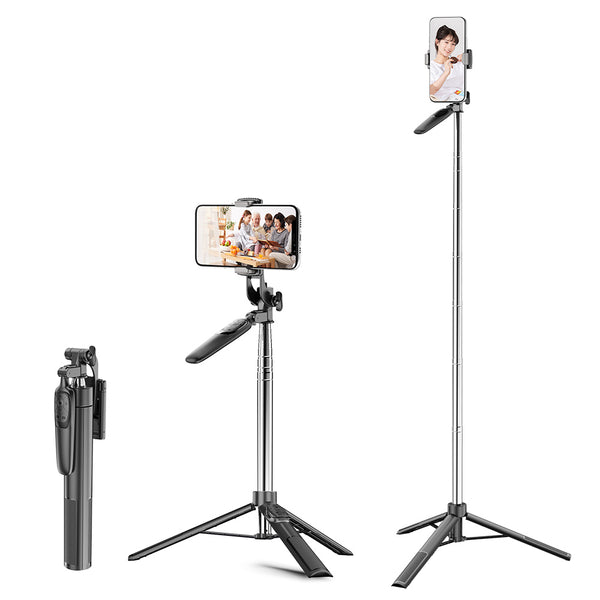 A36 1.6m Extendable Selfie Stick Tripod Stand Anti-Shake Camera Gimbal Stabilizer Phone Clip Holder with Bluetooth Remote Controller