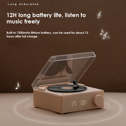 X11 Clock Vinyl Record Player Turntable Player Stereo Sound Retro Bluetooth Speaker