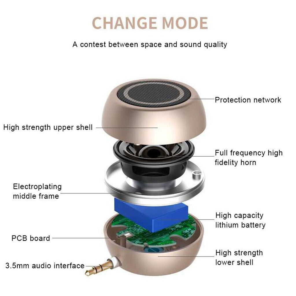A5 Portable Stereo Mini Speaker 3.5 mm Audio Jack Wireless Plug-in Speaker for Phones Tablets Laptops