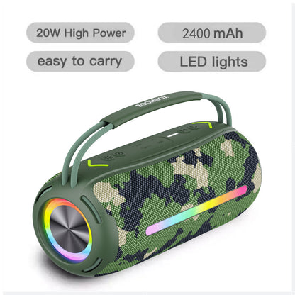X360 20W Powerful Outdoor Speaker RGB Colorful LED TWS Stereo Bluetooth Subwoofer with FM Radio